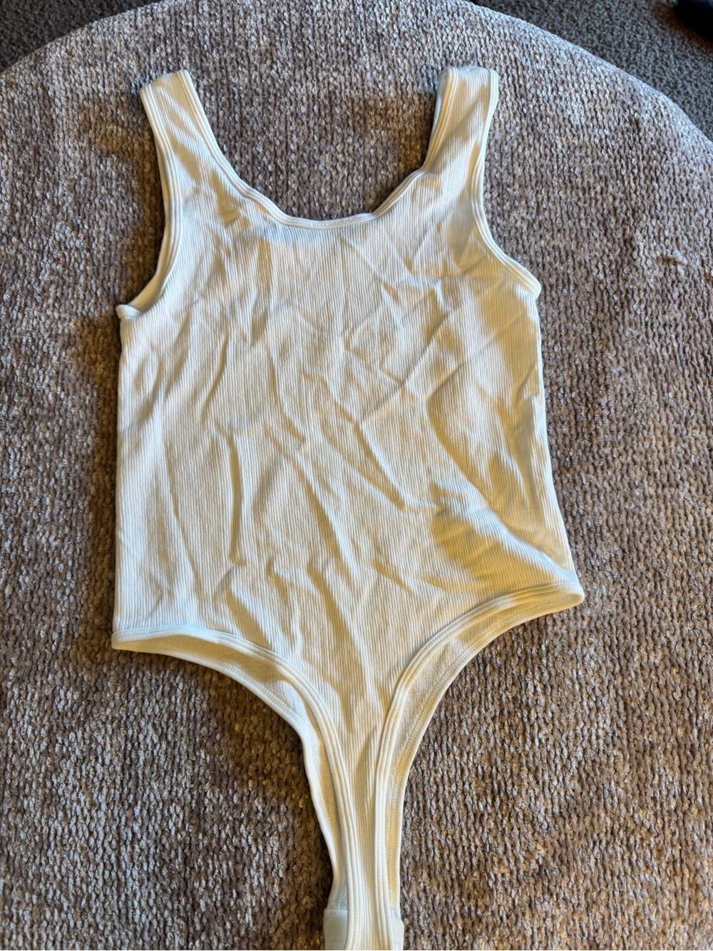 White Ribbed One-Piece Bodysuit - Picture 2 of 5